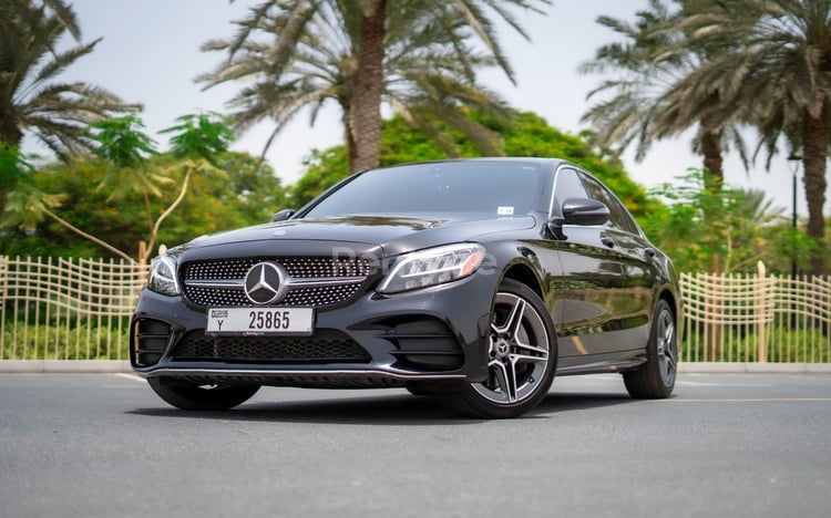 Black Mercedes C300 for rent in Dubai