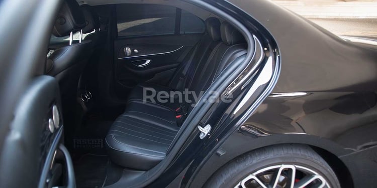 Black Mercedes E Class for rent in Dubai 1