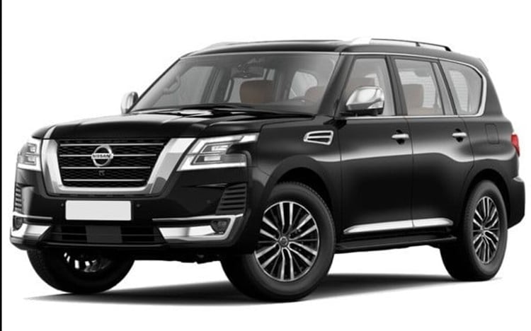 Black Nissan Patrol for rent in Abu-Dhabi