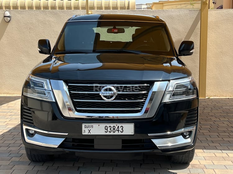 Black Nissan Patrol V8 four wheel drive for rent in Sharjah 0