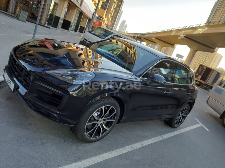 Black Porsche Cayenne S for rent in Dubai 5