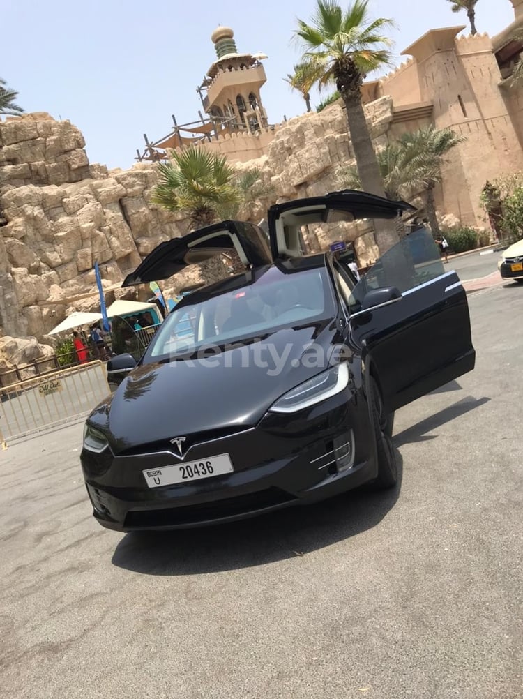 Black Tesla Model X for rent in Sharjah 4