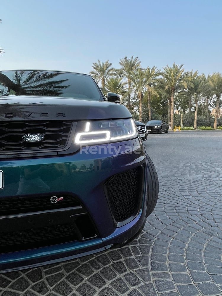 Blue Range Rover Sport SVR for rent in Dubai 0