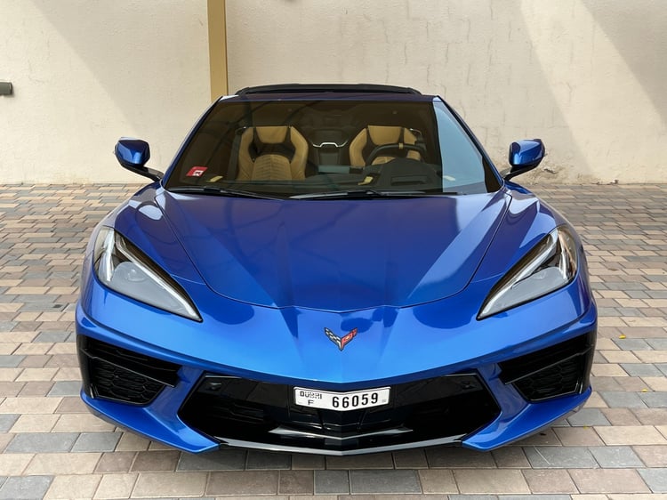 Blue Chevrolet Corvette for rent in Sharjah 0