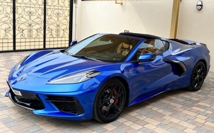 Blue Chevrolet Corvette for rent in Dubai