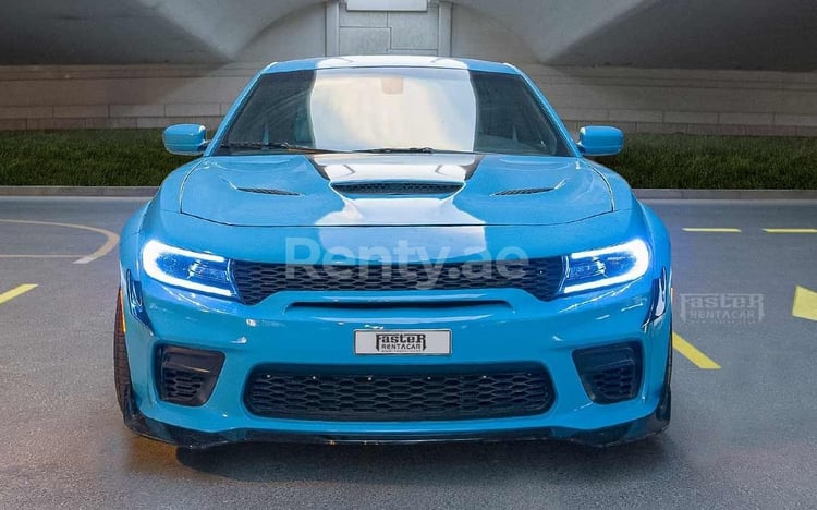 Blue Dodge Charger for rent in Dubai