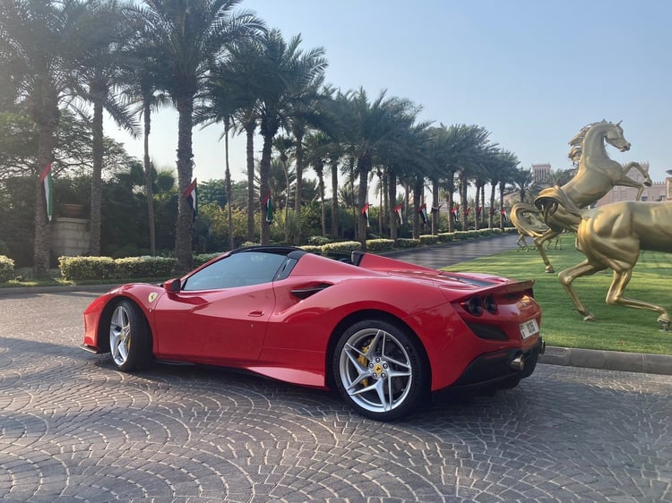 Red Ferrari F8 Spider for rent in Sharjah 2