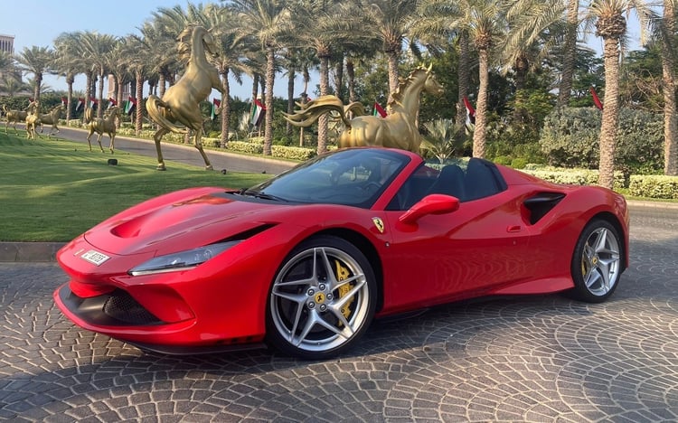 Red Ferrari F8 Spider for rent in Sharjah