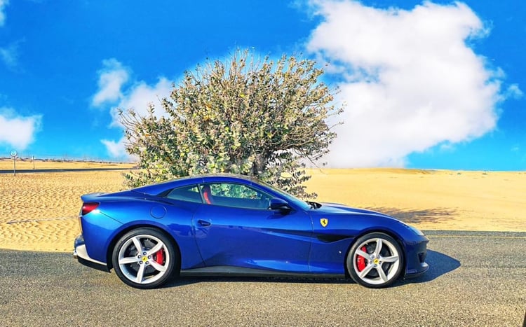 在迪拜租赁蓝色 Ferrari Portofino Rosso 3