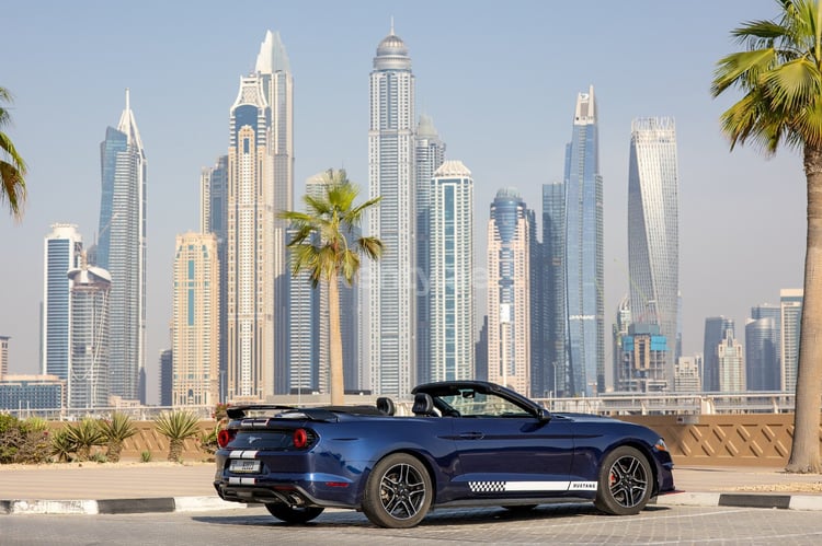 أزرق Ford Mustang Cabrio للإيجار في أبو ظبي 0