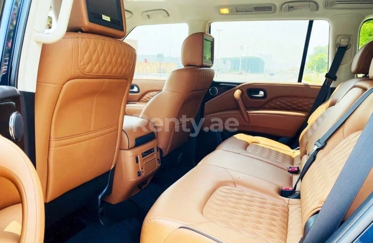 Blue Infiniti QX80 for rent in Dubai 3