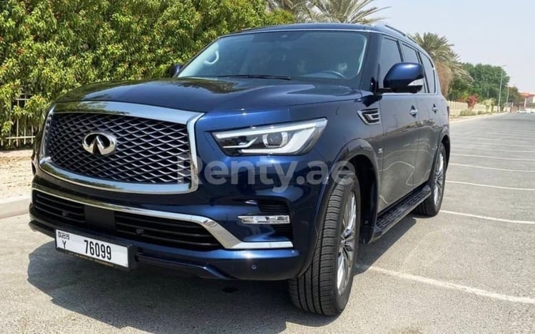 Blue Infiniti QX80 for rent in Dubai