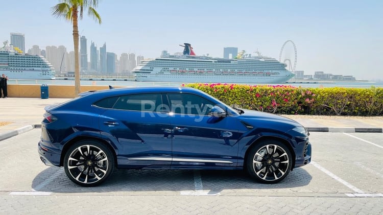 Blue Lamborghini Urus for rent in Dubai 2