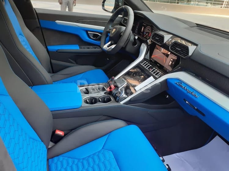 Blue Lamborghini Urus for rent in Sharjah 3