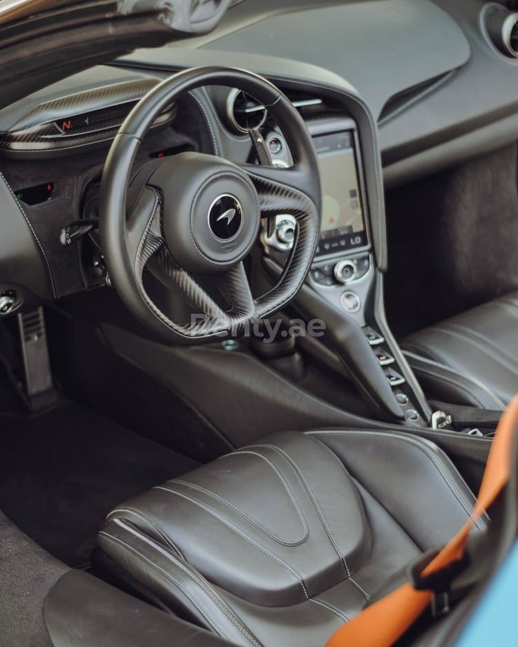 Blue McLaren 720 S Spyder for rent in Sharjah 4