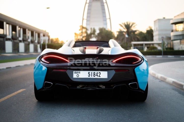 Blue McLaren 570S for rent in Sharjah 3