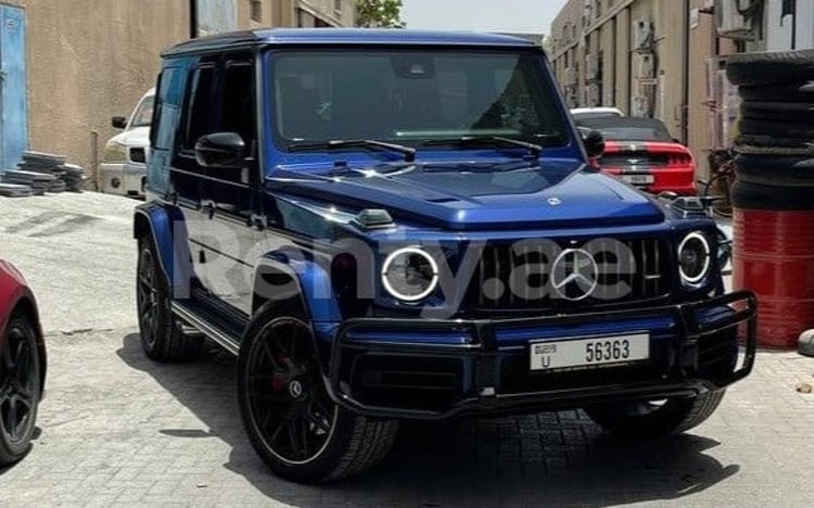 Blue Mercedes G63 AMG for rent in Dubai