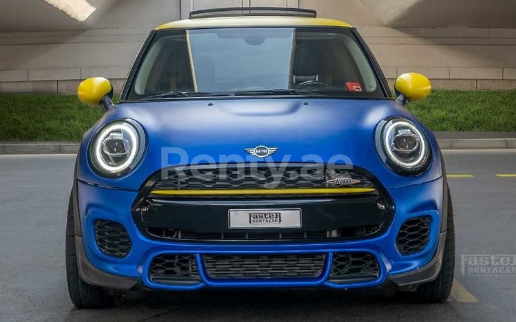 Blue Mini Cooper for rent in Sharjah