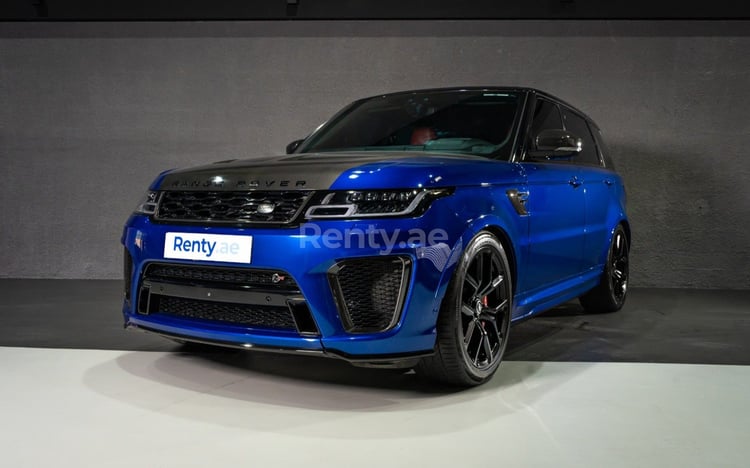 Blue Range Rover Sport SVR for rent in Dubai