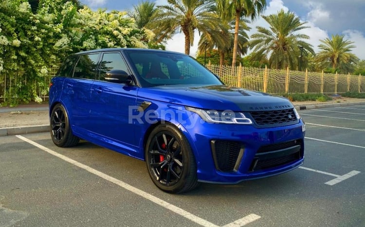 Blue Range Rover Sport SVR for rent in Dubai