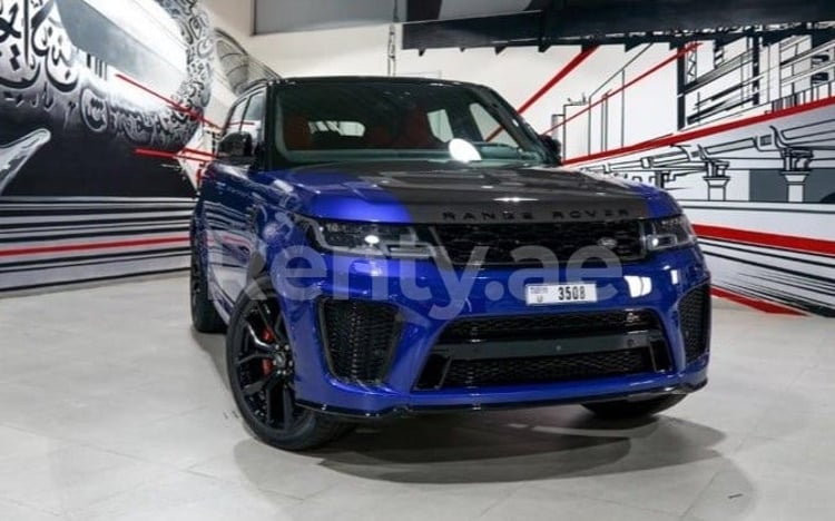 Blue Range Rover Sport SVR for rent in Dubai