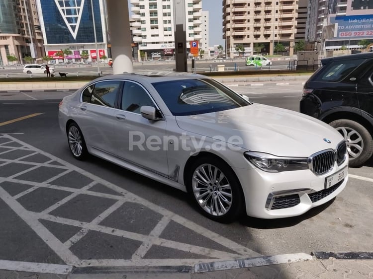 Bright White BMW 7 Series for rent in Dubai 2