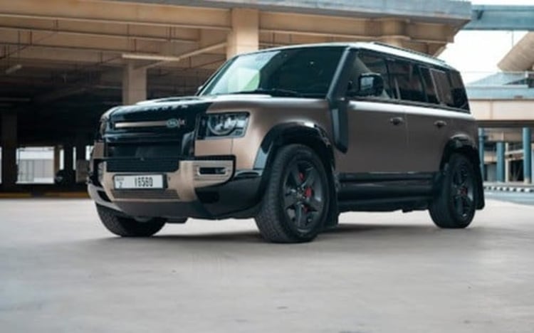 Brown Range Rover Defender V6 X for rent in Sharjah