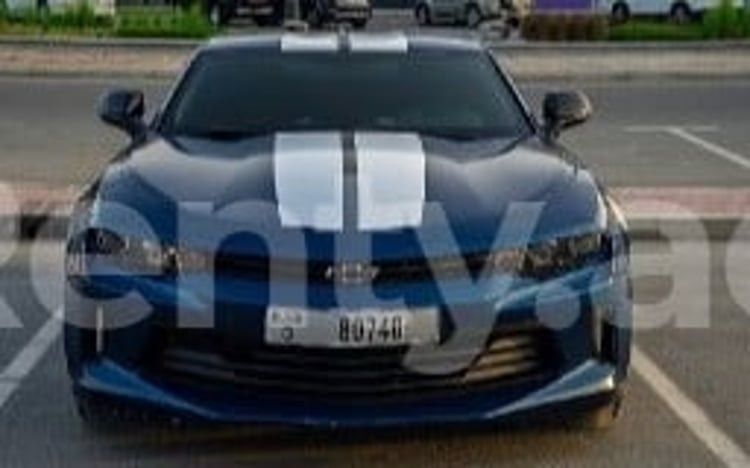 Dark Blue Chevrolet Camaro for rent in Dubai