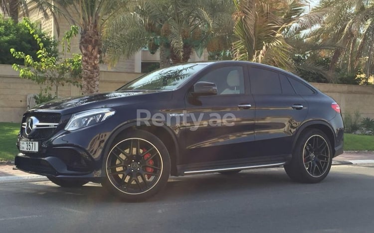 Dark Blue Mercedes GLE63 AMG for rent in Dubai