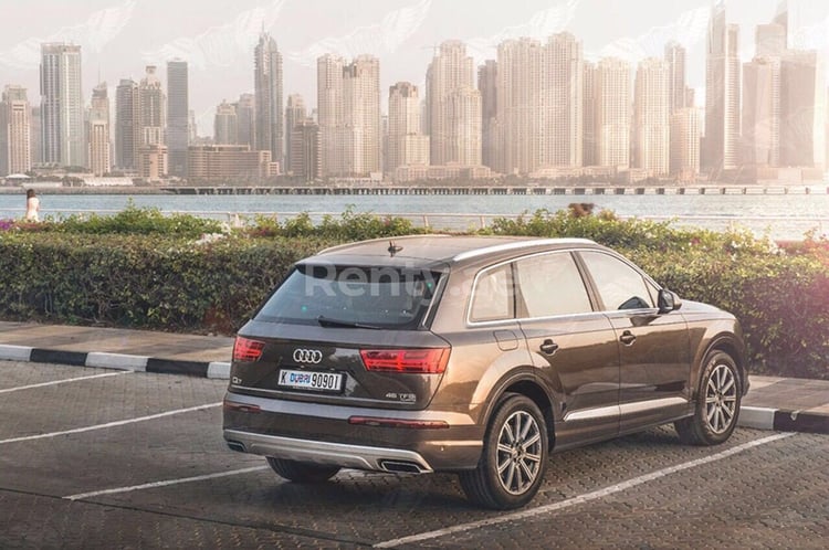 Dark Brown Audi Q7 v8 Limited Edition for rent in Dubai 2