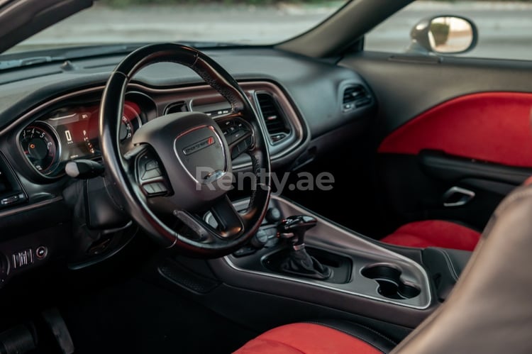 Dark Grey Dodge Challenger for rent in Dubai 3