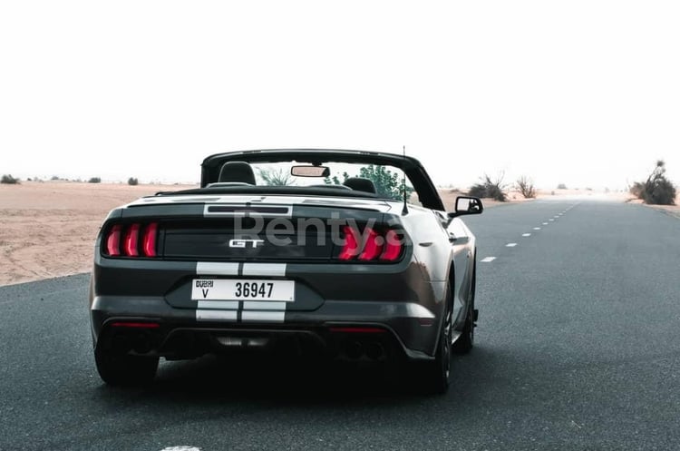 Dunkelgrau Ford Mustang cabrio V8 zur Miete in Abu-Dhabi 0