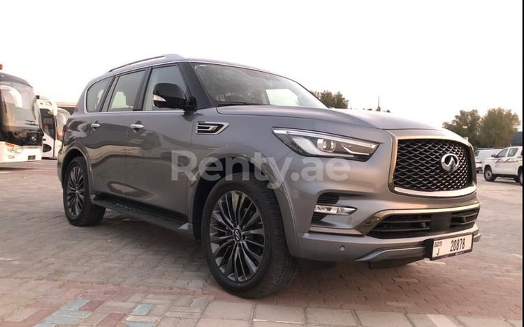 Dark Grey Infiniti QX 80 for rent in Abu-Dhabi