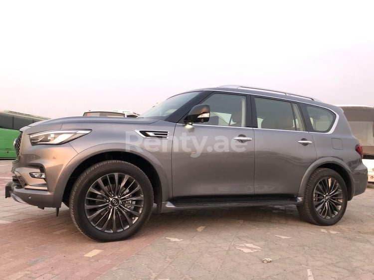 Dark Grey Infiniti QX 80 for rent in Dubai 6