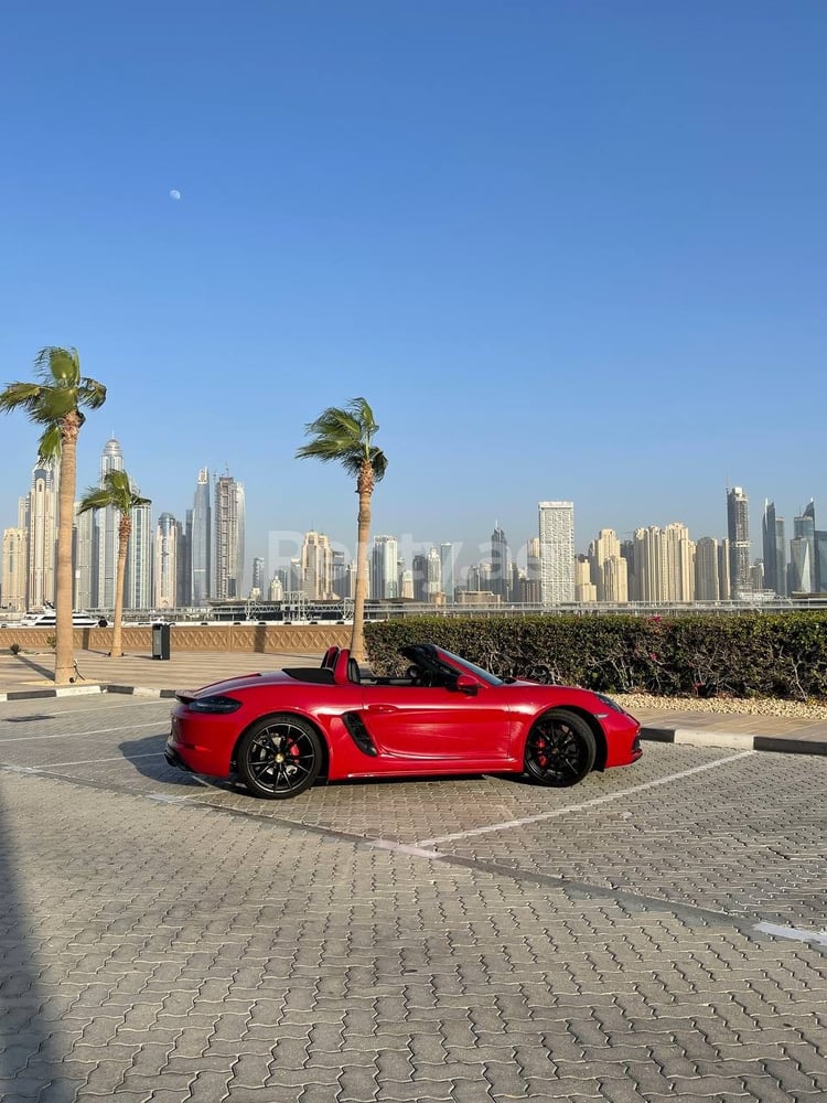 Dark Red Porsche Boxster GTS for rent in Dubai 2