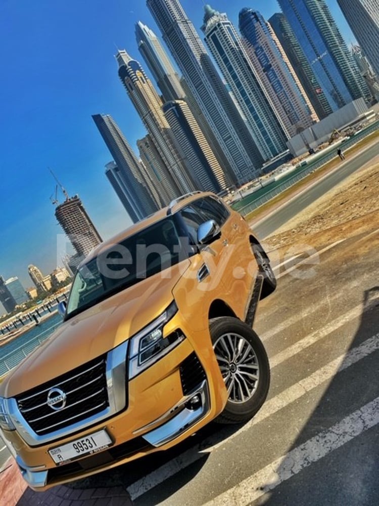 Gold Nissan Patrol V6 for rent in Abu-Dhabi 4