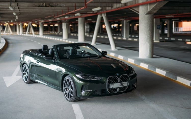 Green BMW 430i cabrio for rent in Sharjah