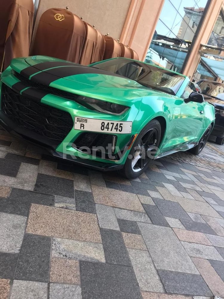 Verde Chevrolet Camaro en alquiler en Abu-Dhabi 3