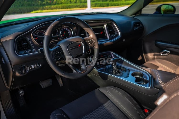 Verde Dodge Challenger en alquiler en Dubai 9