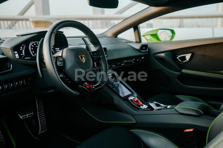 Green Lamborghini Evo for rent in Abu-Dhabi 3