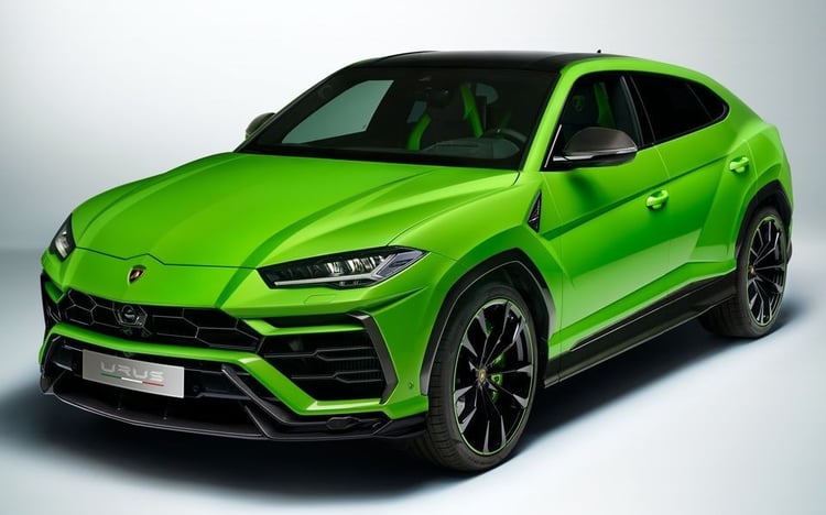 Green Lamborghini Urus for rent in Abu-Dhabi