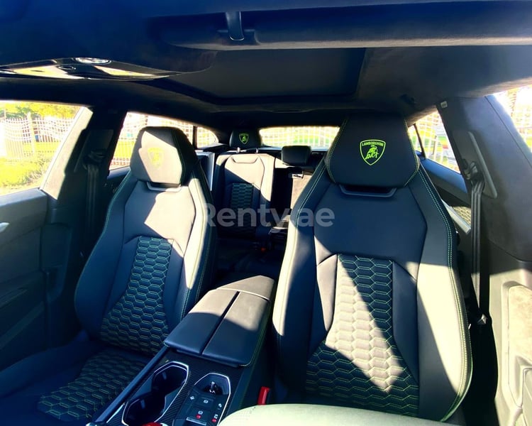 Green Lamborghini Urus for rent in Sharjah 2