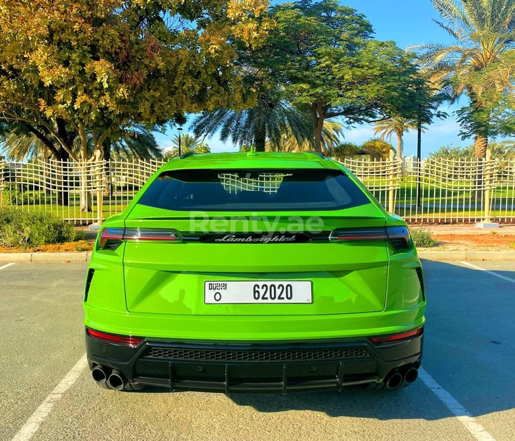 Green Lamborghini Urus for rent in Sharjah 4