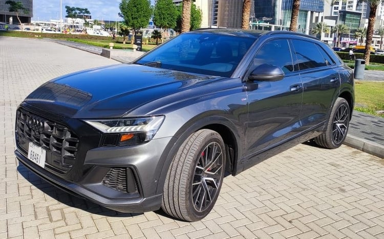 Grey Audi Q8 S-LINE for rent in Dubai