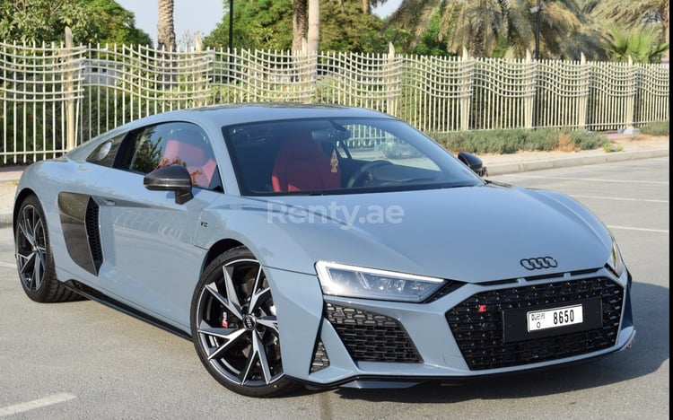 Grey Audi R8 for rent in Abu-Dhabi