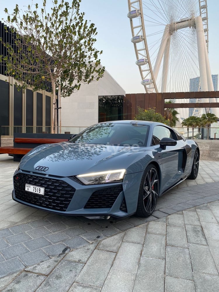 Grey Audi R8 V10 for rent in Sharjah 1