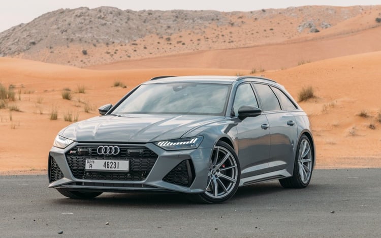 Grey Audi RS6 for rent in Abu-Dhabi