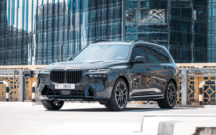 Grey BMW X7 40i for rent in Sharjah