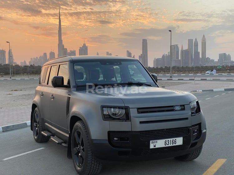 Grey Range Rover Defender for rent in Dubai 4