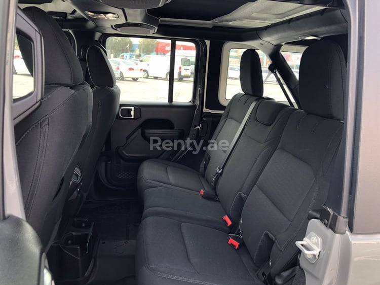 Grey Jeep Wrangler Unlimited Sports for rent in Sharjah 4